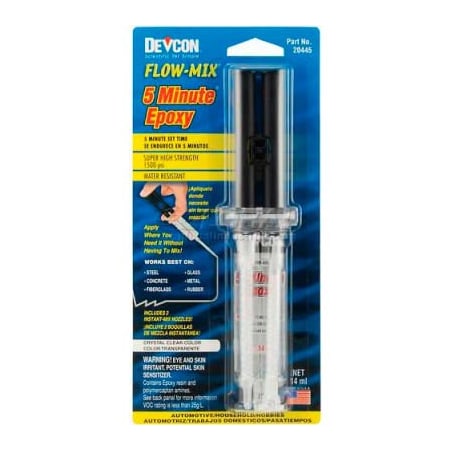 Itw Devon Flow-Mix 5 Minute Epoxy Syringe, 20445, 14ml Syringe 20445